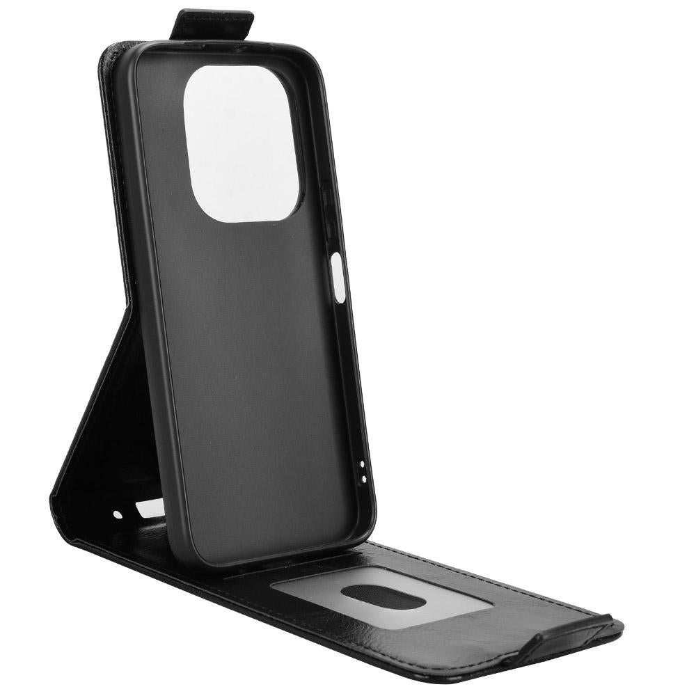 For Honor X6e 4G Magnetic Vertical Flip Leather Phone Case with Buckle - Black - EDA007846818A