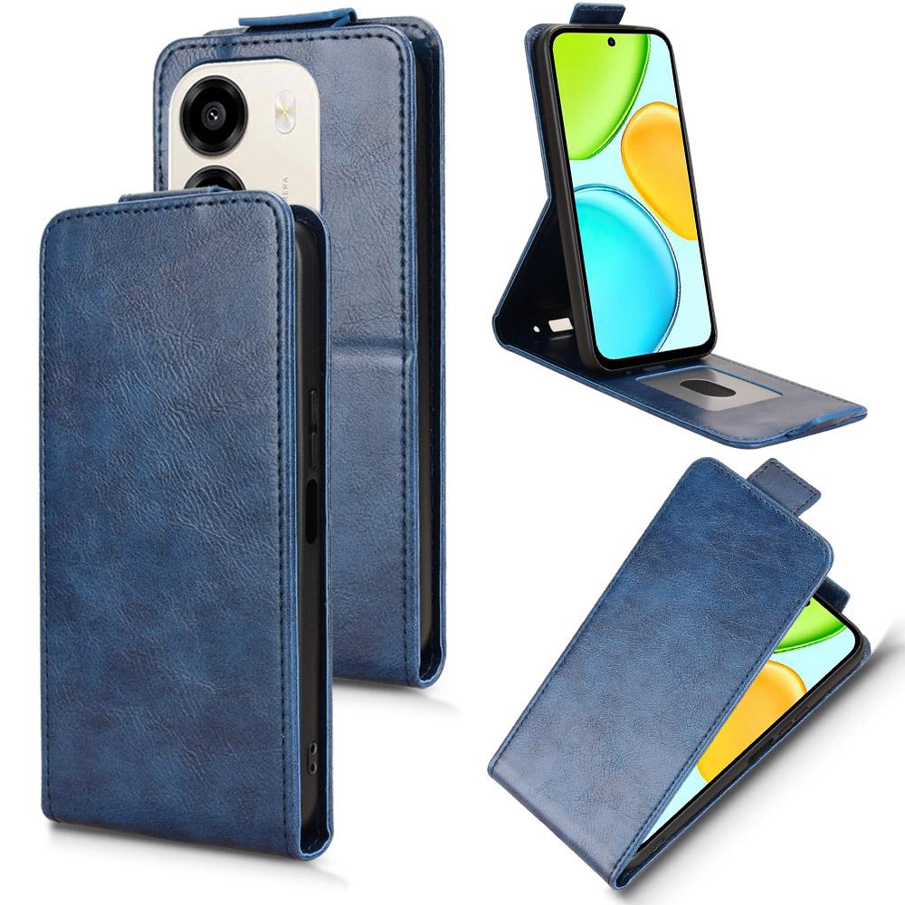 For Honor X6e 4G Magnetic Vertical Flip Leather Phone Case with Buckle - Blue - EDA007846818B