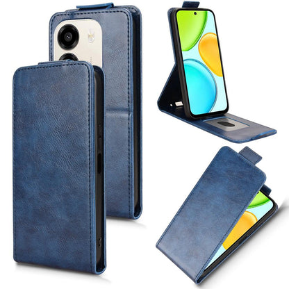 For Honor X6e 4G Magnetic Vertical Flip Leather Phone Case with Buckle - Blue - EDA007846818B