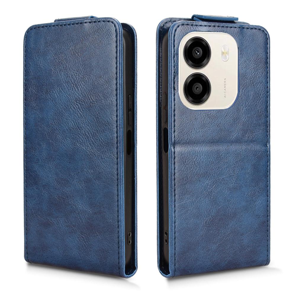 For Honor X6e 4G Magnetic Vertical Flip Leather Phone Case with Buckle - Blue - EDA007846818B