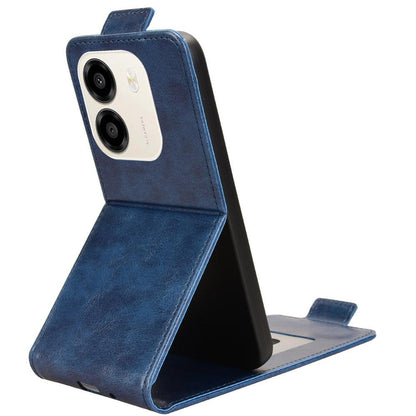 For Honor X6e 4G Magnetic Vertical Flip Leather Phone Case with Buckle - Blue - EDA007846818B