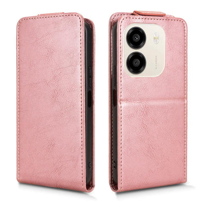 For Honor X6e 4G Magnetic Vertical Flip Leather Phone Case with Buckle - Rose Gold - EDA007846818C