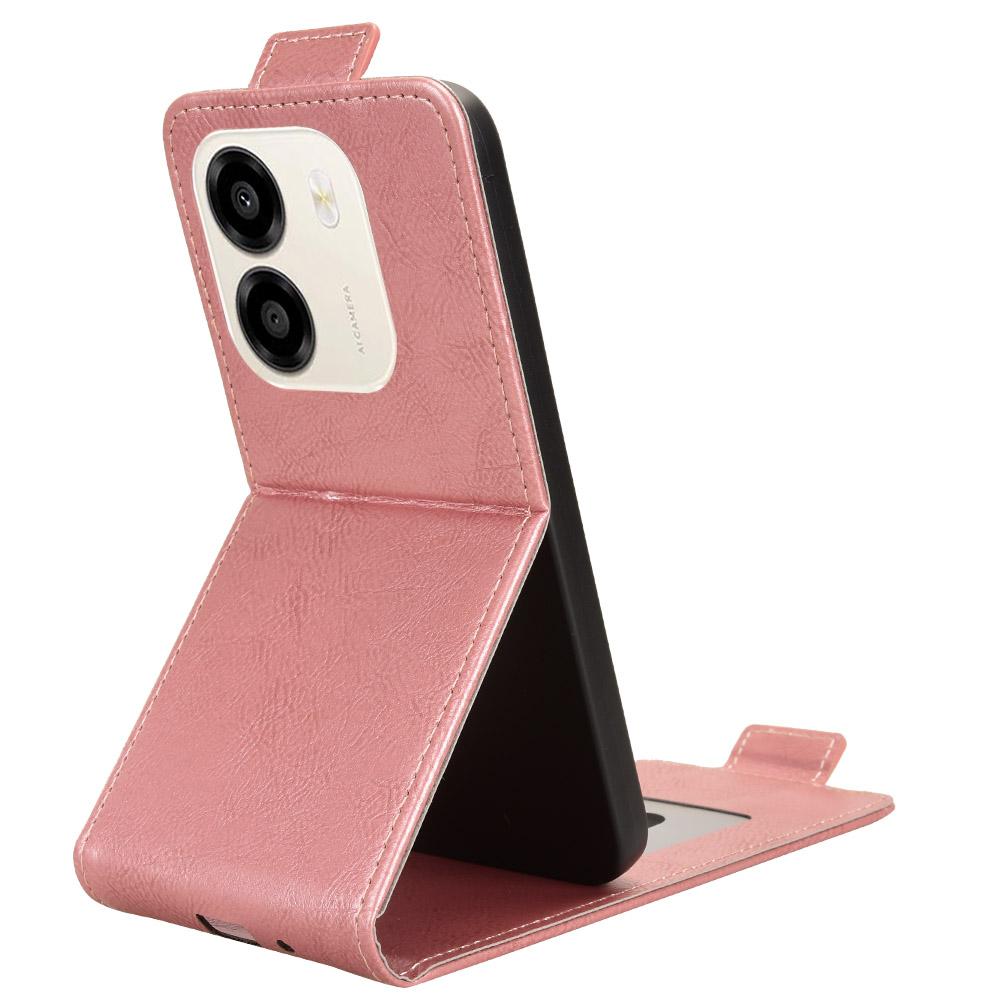 For Honor X6e 4G Magnetic Vertical Flip Leather Phone Case with Buckle - Rose Gold - EDA007846818C