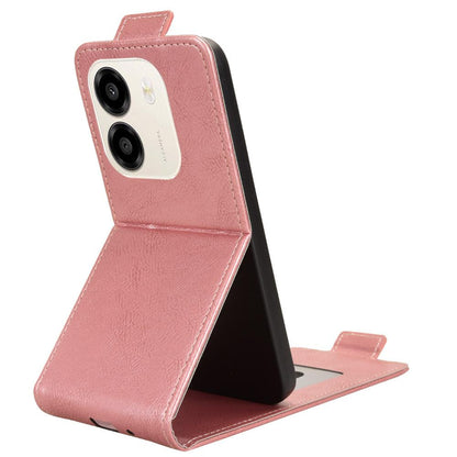 For Honor X6e 4G Magnetic Vertical Flip Leather Phone Case with Buckle - Rose Gold - EDA007846818C