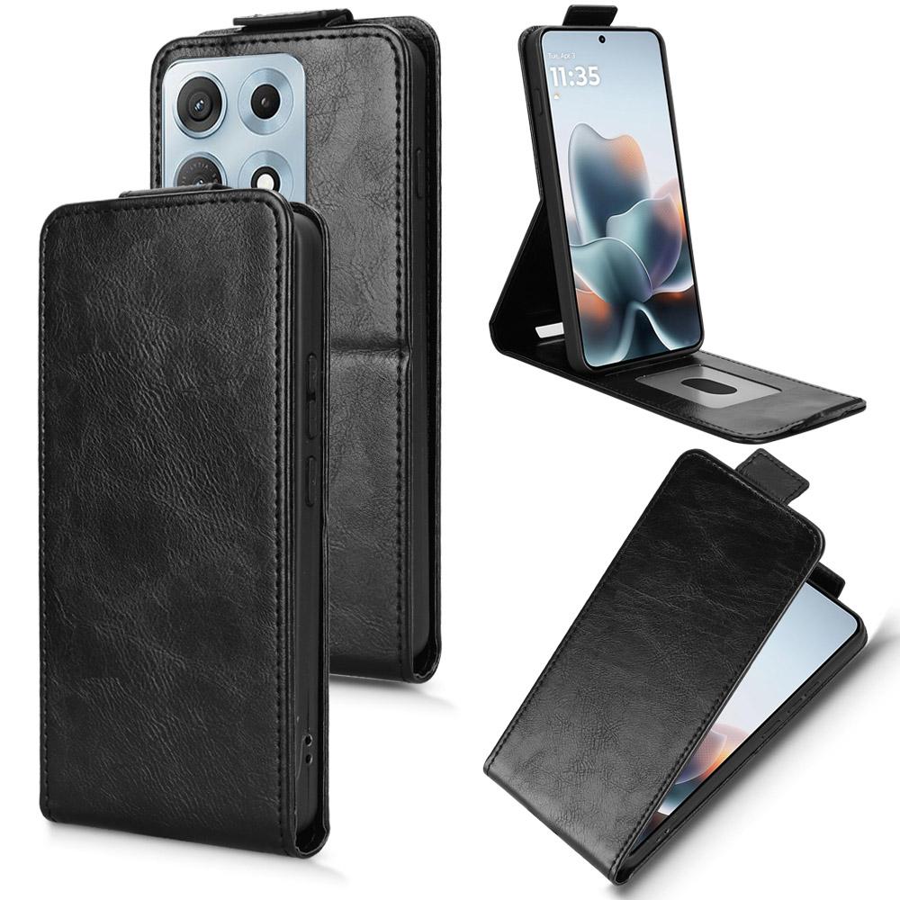 For Motorola Edge 70 Max 5G Magnetic Vertical Flip Leather Phone Case with Buckle - Black - EDA007846916A