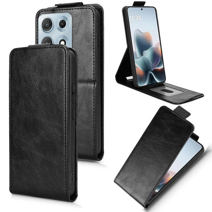 For Motorola Edge 70 Max 5G Magnetic Vertical Flip Leather Phone Case with Buckle - Black - EDA007846916A