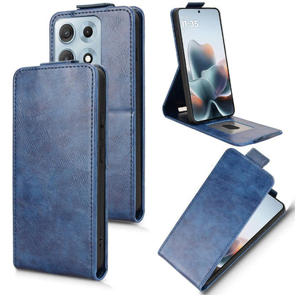 For Motorola Edge 70 Max 5G Magnetic Vertical Flip Leather Phone Case with Buckle - Blue - EDA007846916B