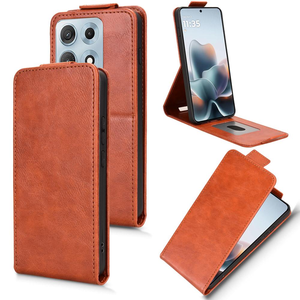 For Motorola Edge 70 Max 5G Magnetic Vertical Flip Leather Phone Case with Buckle - Brown - EDA007846916D