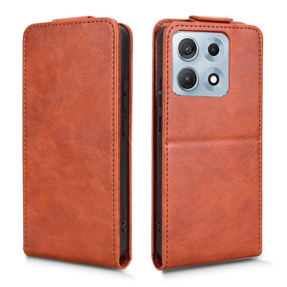 For Motorola Edge 70 Max 5G Magnetic Vertical Flip Leather Phone Case with Buckle - Brown - EDA007846916D