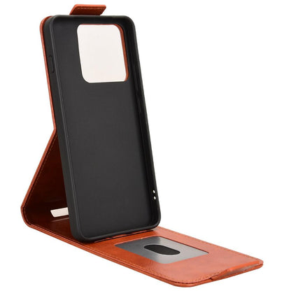 For Motorola Edge 70 Max 5G Magnetic Vertical Flip Leather Phone Case with Buckle - Brown - EDA007846916D