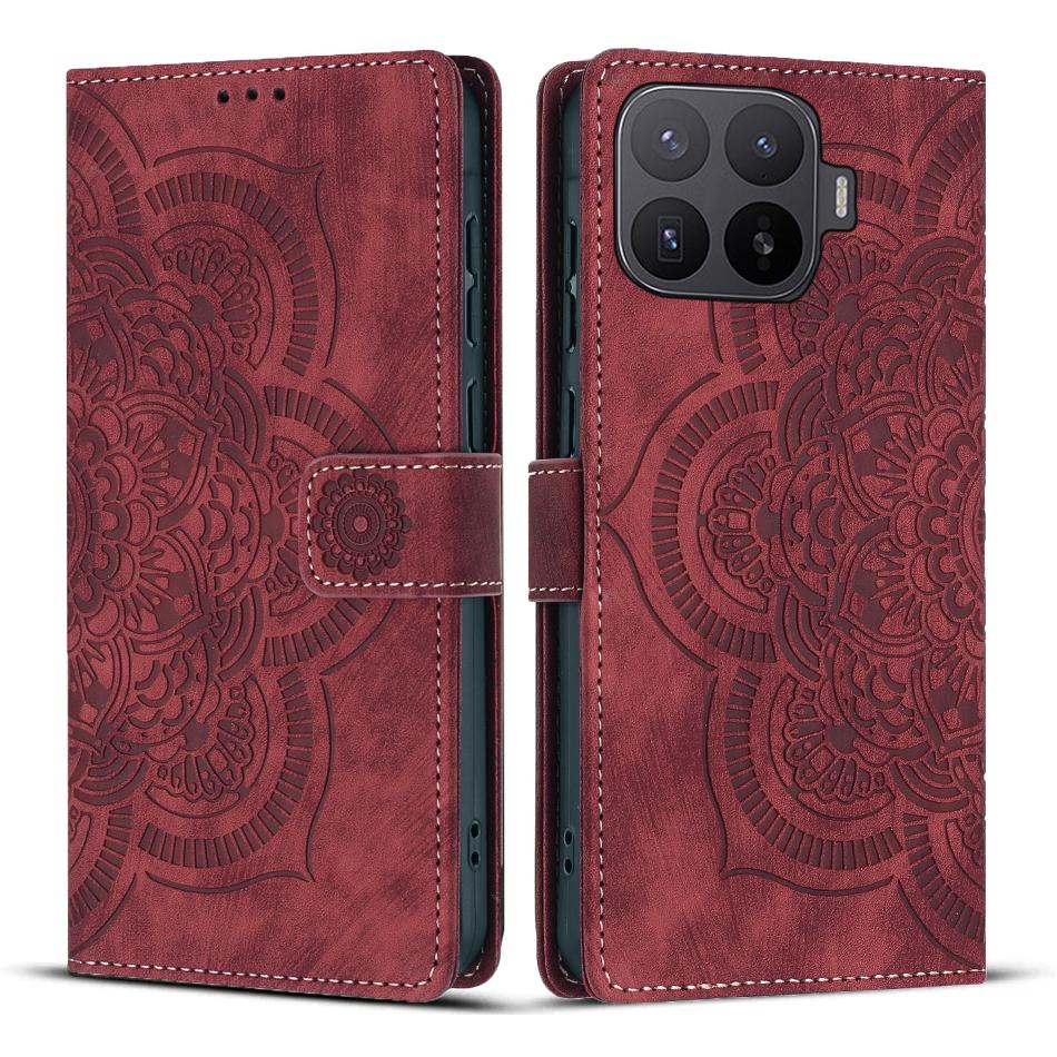 For Xiaomi 17T 5G Mandala Embossed Retro Frosted Leather Phone Case - Red - EDA007847910A