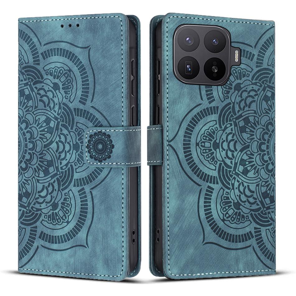 For Xiaomi 17T 5G Mandala Embossed Retro Frosted Leather Phone Case - Blue - EDA007847910B