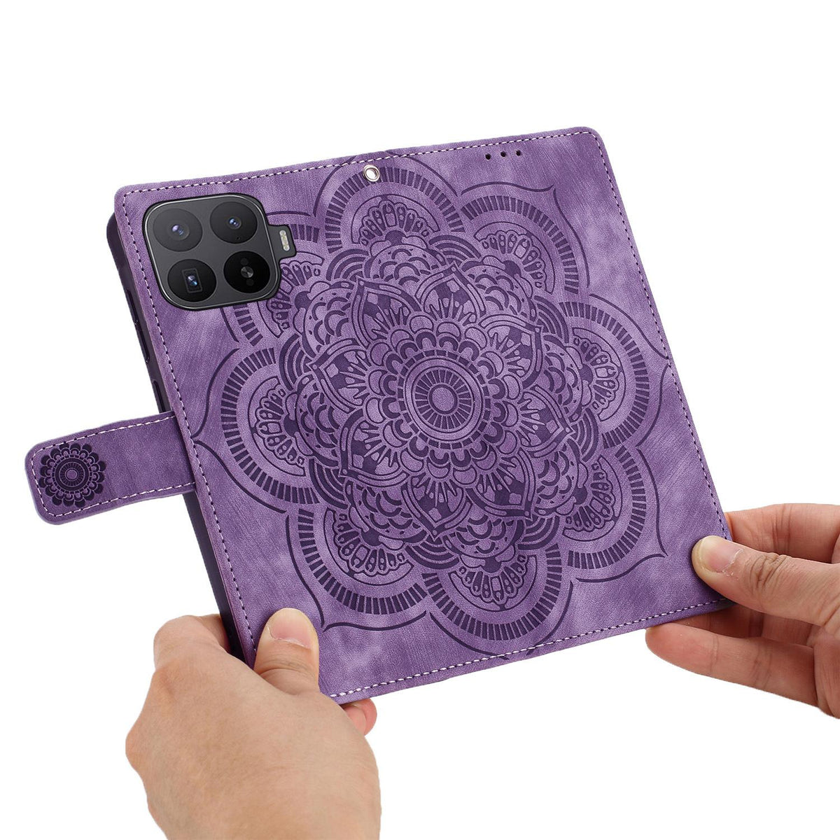 For Xiaomi 17T 5G Mandala Embossed Retro Frosted Leather Phone Case - Purple - EDA007847910C
