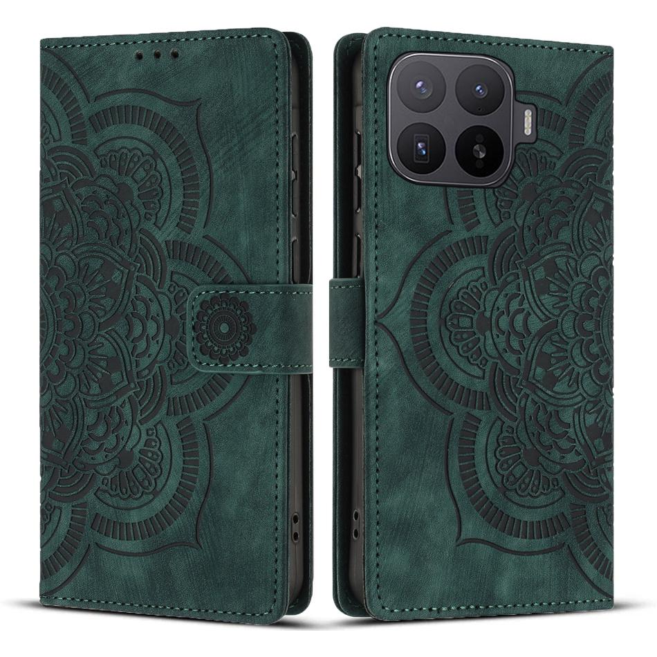 For Xiaomi 17T 5G Mandala Embossed Retro Frosted Leather Phone Case - Green - EDA007847910D