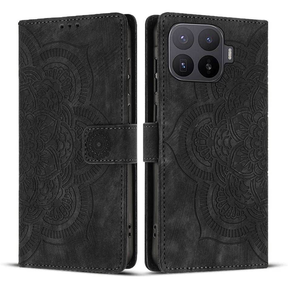 For Xiaomi 17T 5G Mandala Embossed Retro Frosted Leather Phone Case - Black - EDA007847910E