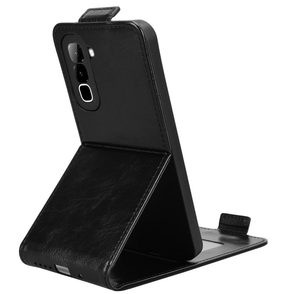For Infinix Hot 70 4G Magnetic Vertical Flip Leather Phone Case with Buckle - Black - EDA007849014A