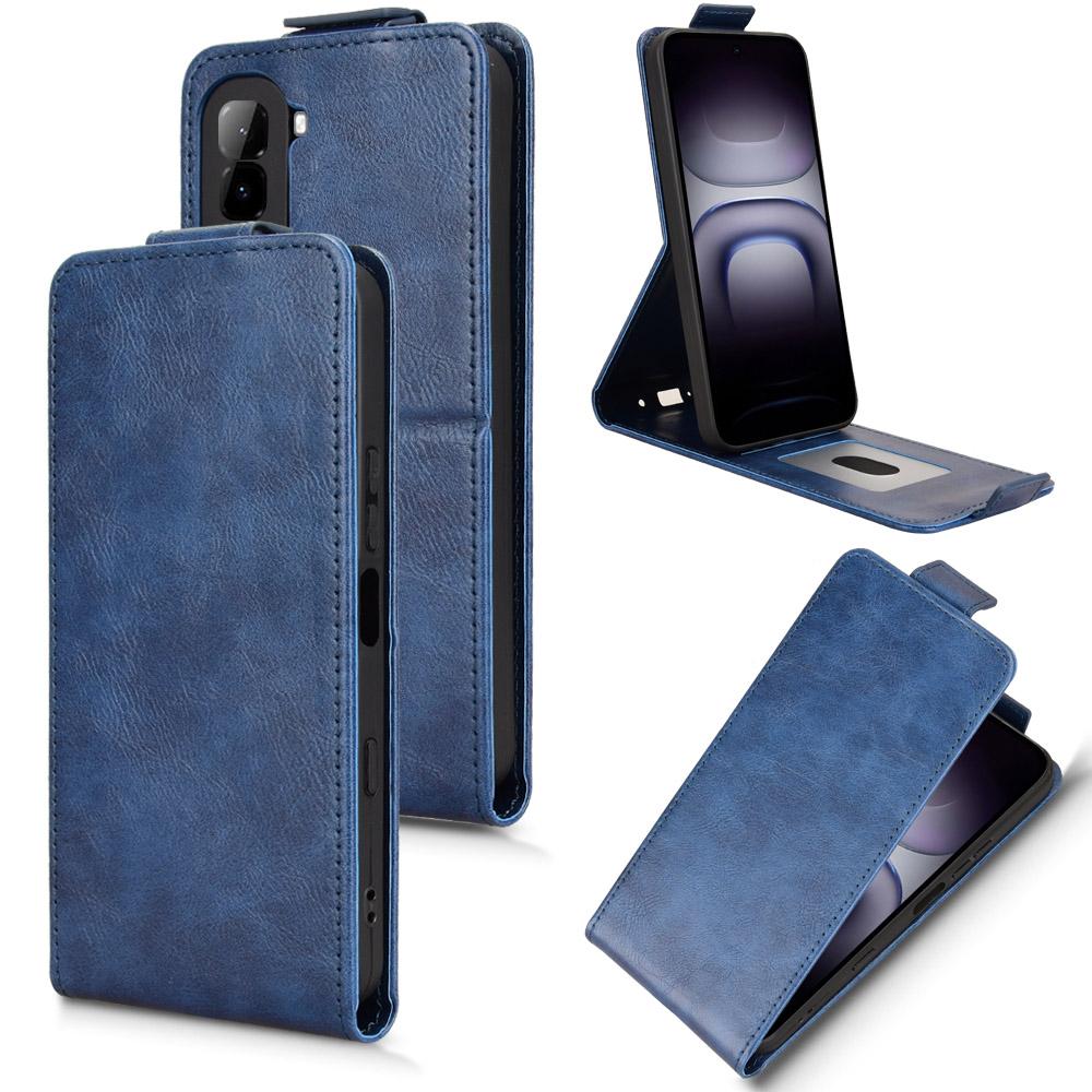 For Infinix Hot 70 4G Magnetic Vertical Flip Leather Phone Case with Buckle - Blue - EDA007849014B