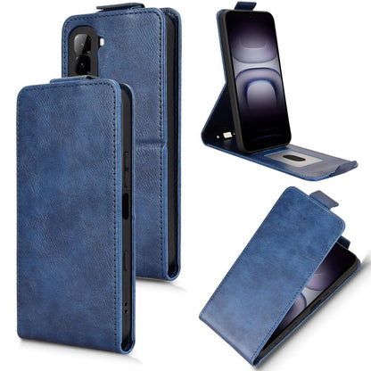 For Infinix Hot 70 4G Magnetic Vertical Flip Leather Phone Case with Buckle - Blue - EDA007849014B