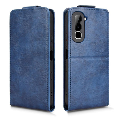For Infinix Hot 70 4G Magnetic Vertical Flip Leather Phone Case with Buckle - Blue - EDA007849014B