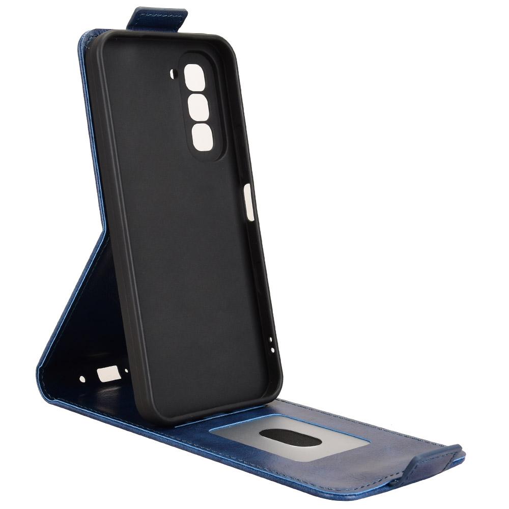 For Infinix Hot 70 4G Magnetic Vertical Flip Leather Phone Case with Buckle - Blue - EDA007849014B