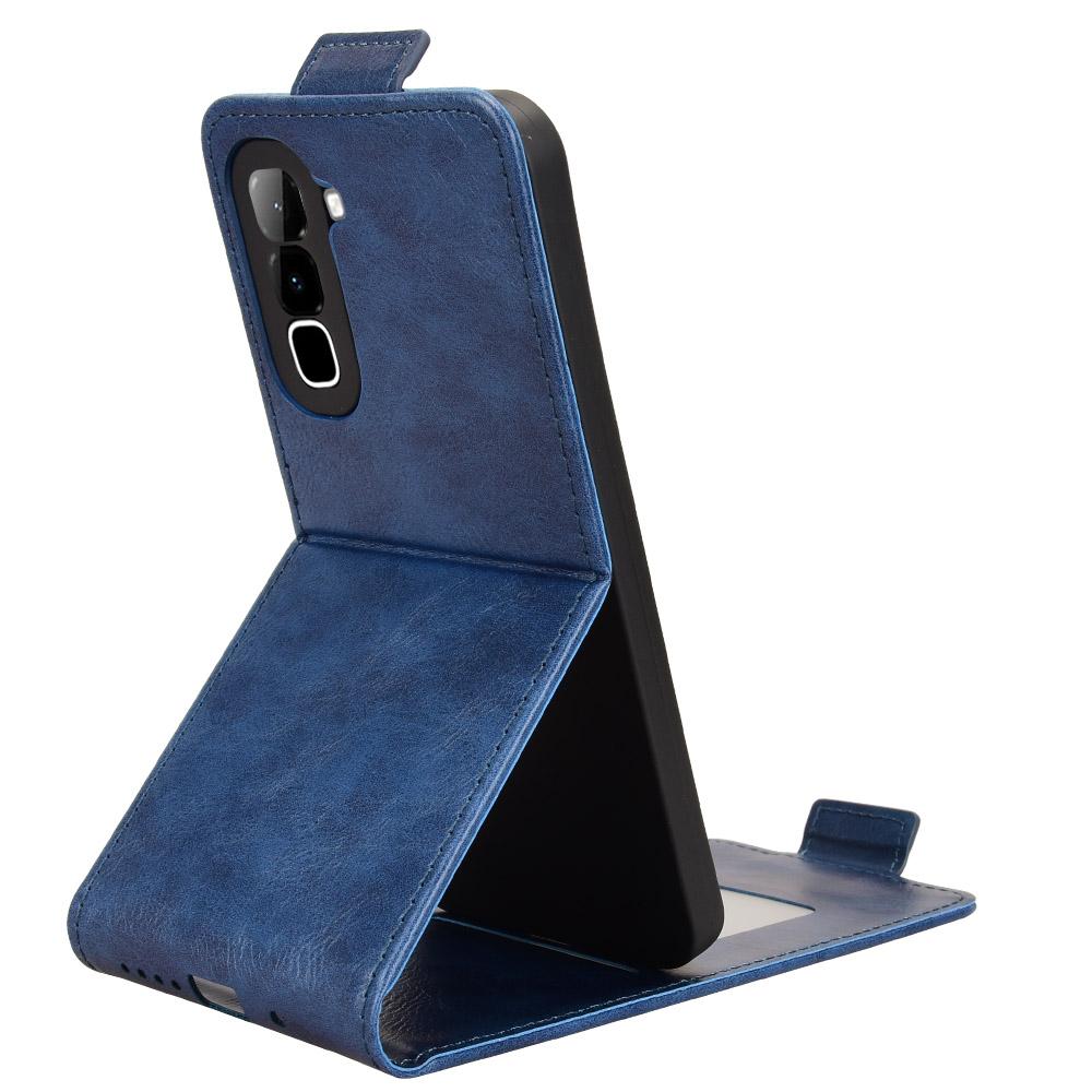 For Infinix Hot 70 4G Magnetic Vertical Flip Leather Phone Case with Buckle - Blue - EDA007849014B