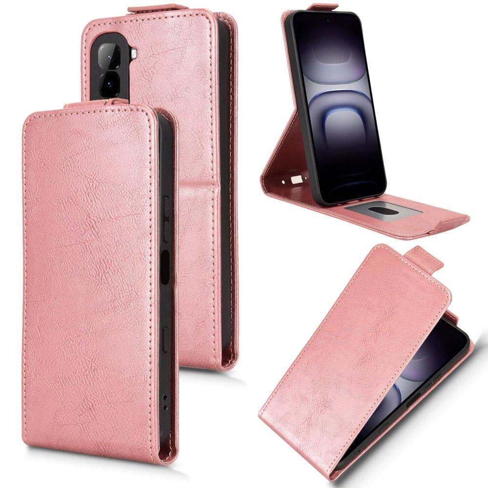 For Infinix Hot 70 4G Magnetic Vertical Flip Leather Phone Case with Buckle - Rose Gold - EDA007849014C