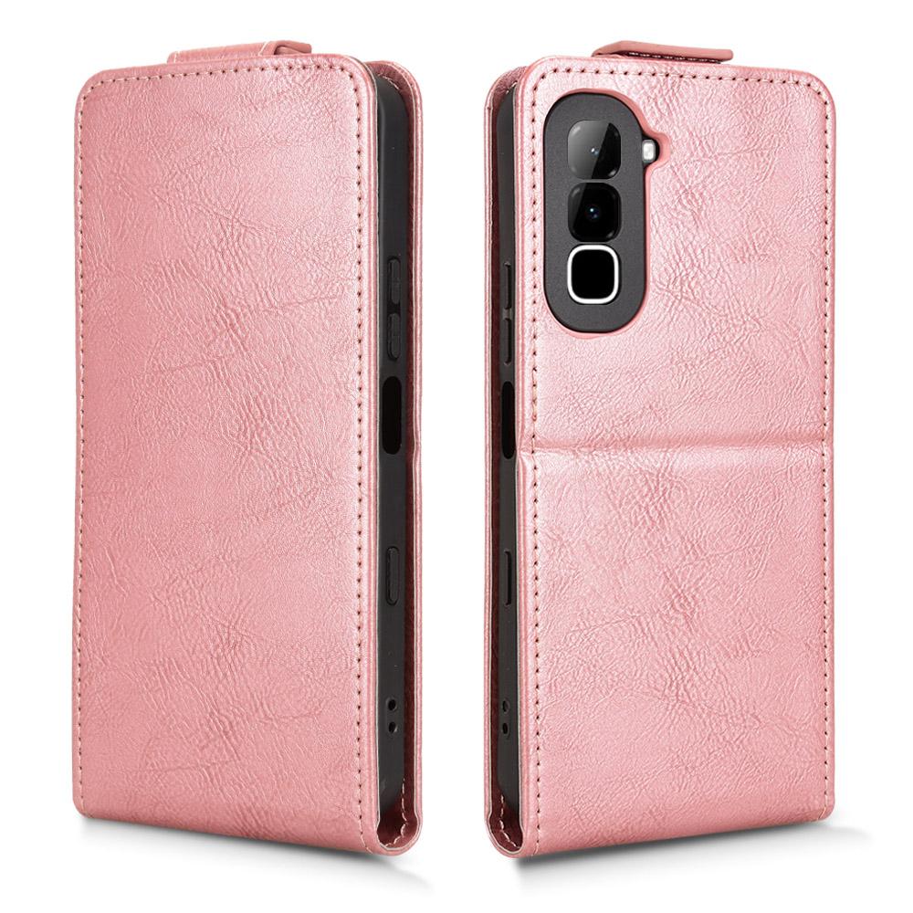For Infinix Hot 70 4G Magnetic Vertical Flip Leather Phone Case with Buckle - Rose Gold - EDA007849014C