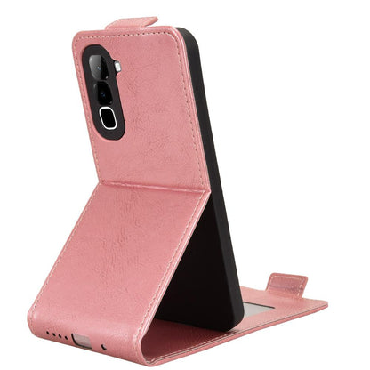 For Infinix Hot 70 4G Magnetic Vertical Flip Leather Phone Case with Buckle - Rose Gold - EDA007849014C