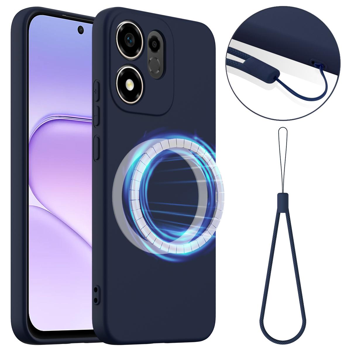 For Honor 600 Smart / X7e Plus 5G Shockproof Silicone Magsafe Phone Case - Navy Blue - EDA007850109A