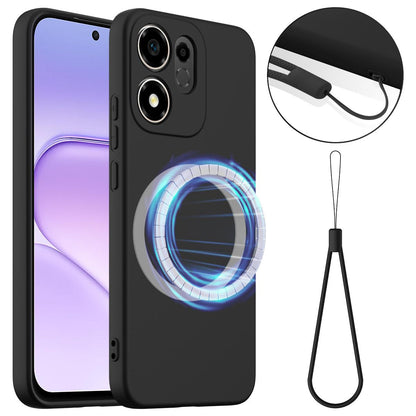For Honor 600 Smart / X7e Plus 5G Shockproof Silicone Magsafe Phone Case - Black - EDA007850109B