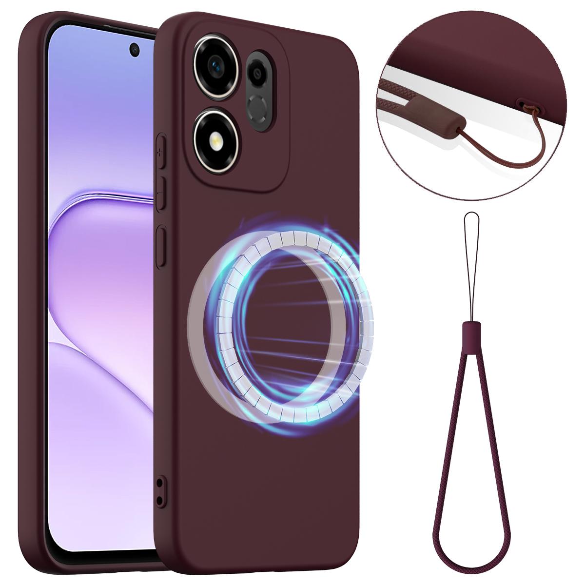 For Honor 600 Smart / X7e Plus 5G Shockproof Silicone Magsafe Phone Case - Plum Color - EDA007850109C