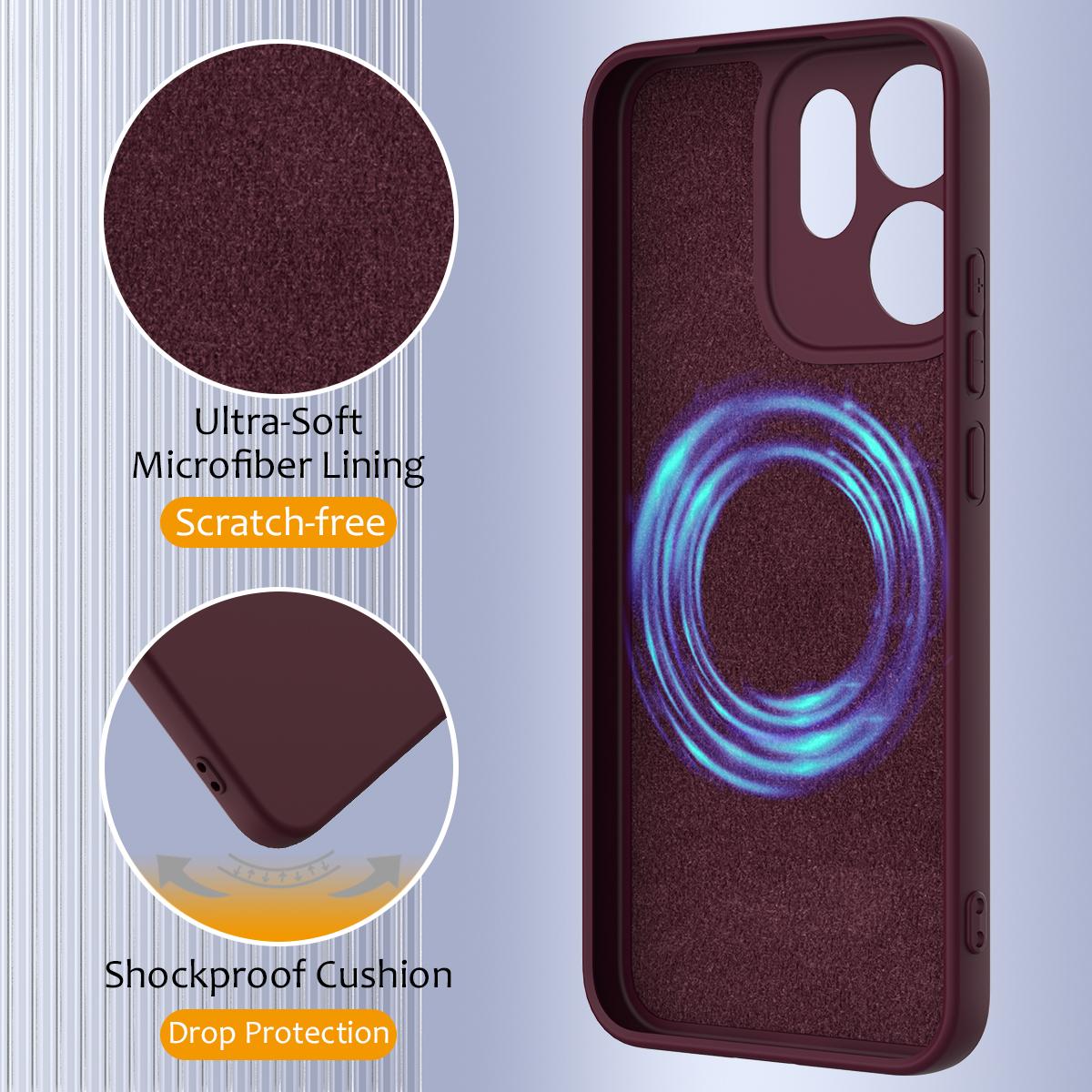 For Honor 600 Smart / X7e Plus 5G Shockproof Silicone Magsafe Phone Case - Plum Color - EDA007850109C
