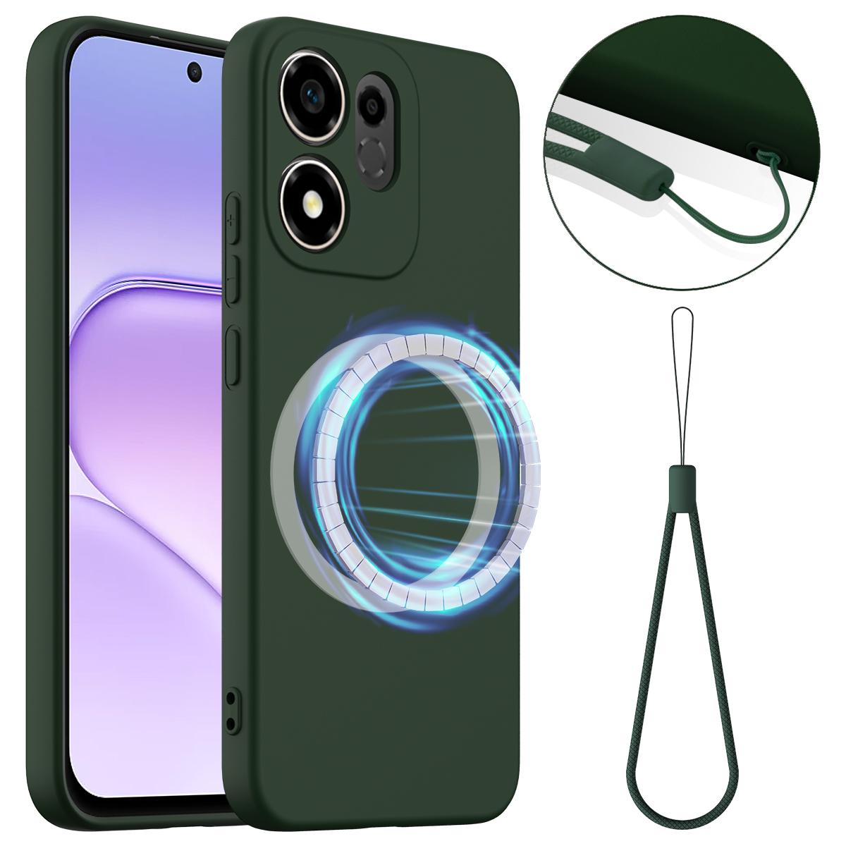 For Honor 600 Smart / X7e Plus 5G Shockproof Silicone Magsafe Phone Case - Dark Green - EDA007850109D