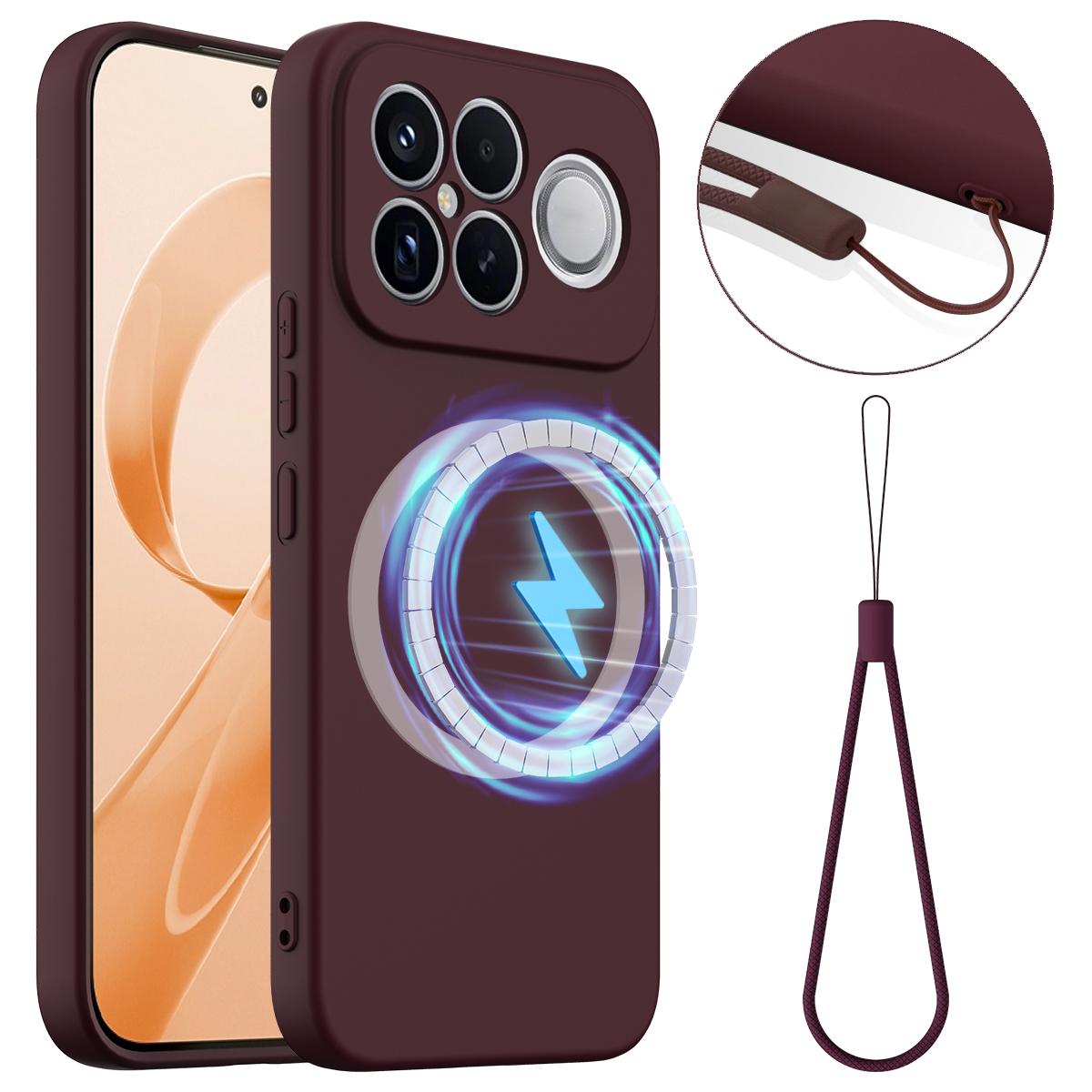 For Redmi K90 Pro Max / Poco F8 Ultra Shockproof Silicone Magsafe Phone Case(Plum Color)
