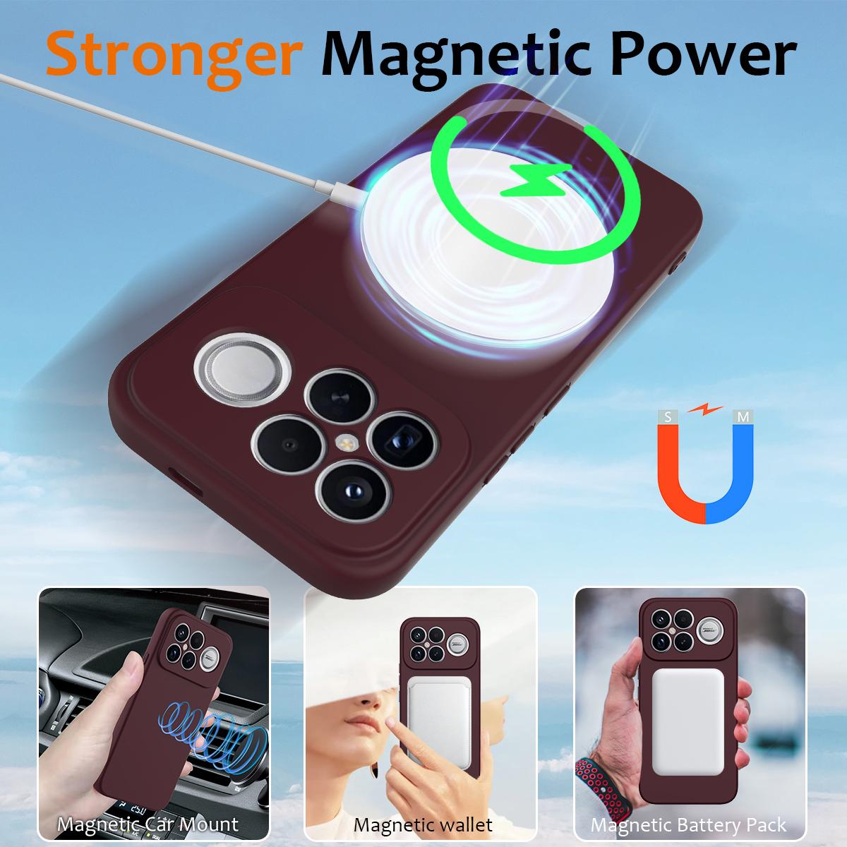 For Redmi K90 Pro Max / Poco F8 Ultra Shockproof Silicone Magsafe Phone Case(Plum Color)