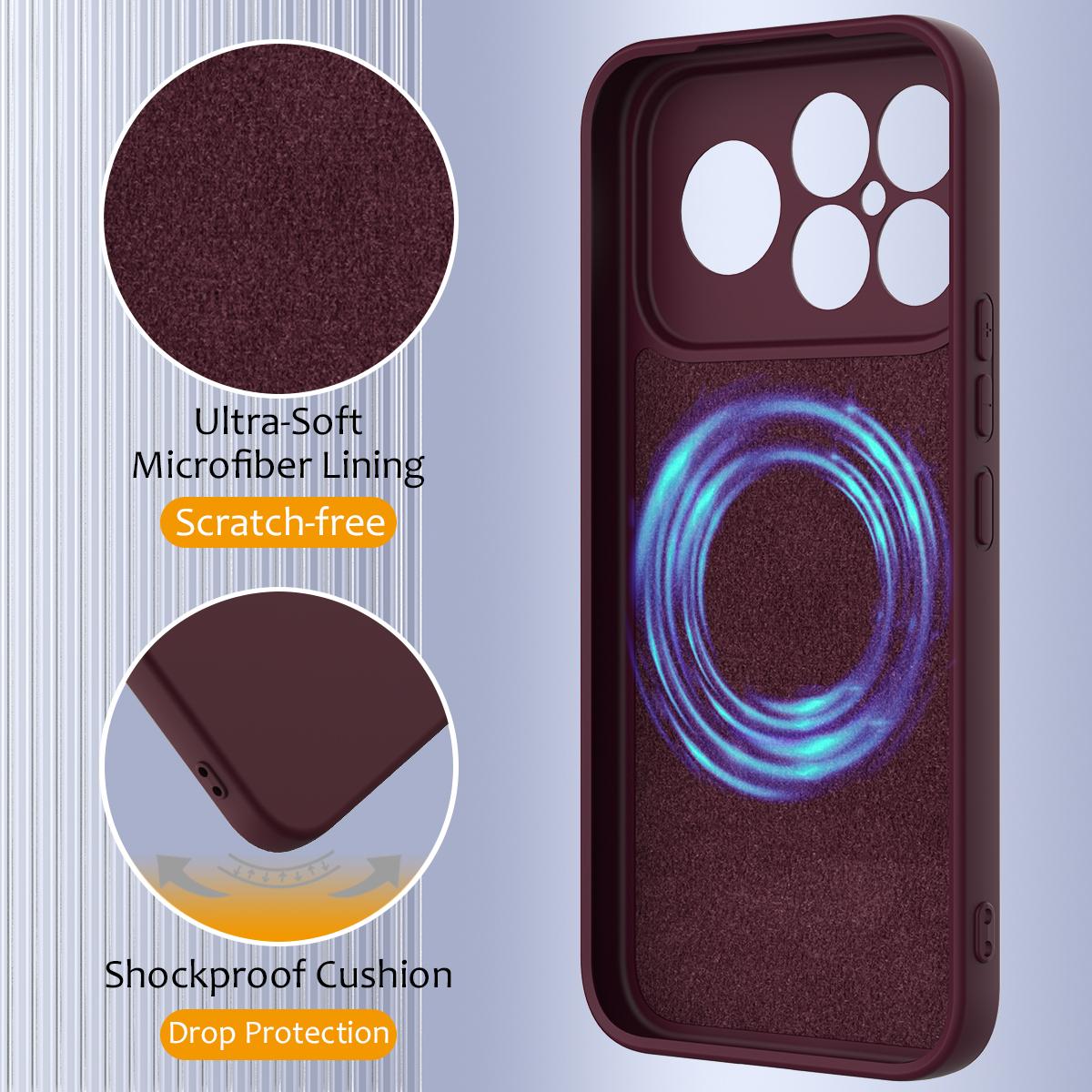 For Redmi K90 Pro Max / Poco F8 Ultra Shockproof Silicone Magsafe Phone Case(Plum Color)