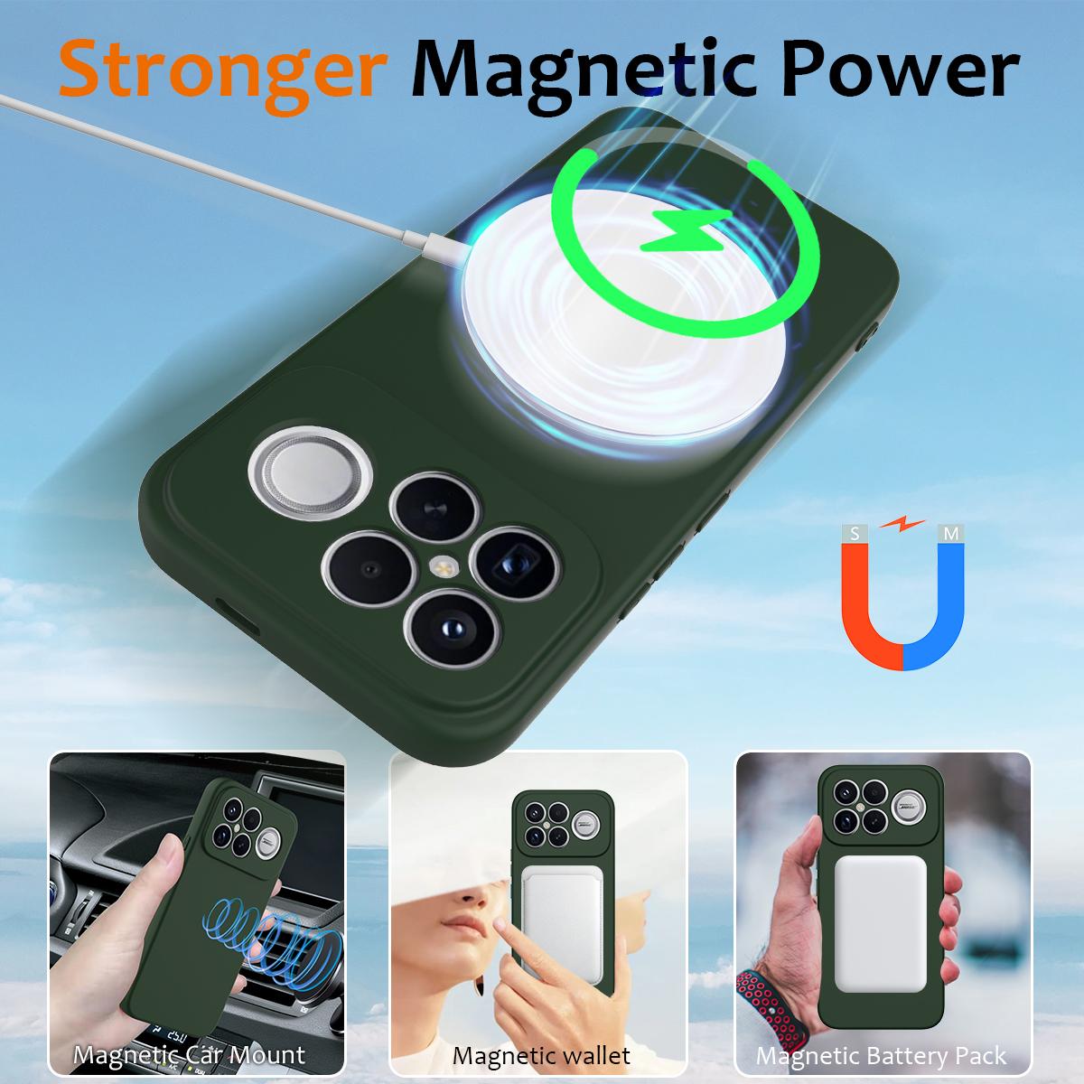 For Redmi K90 Pro Max / Poco F8 Ultra Shockproof Silicone Magsafe Phone Case(Dark Green)
