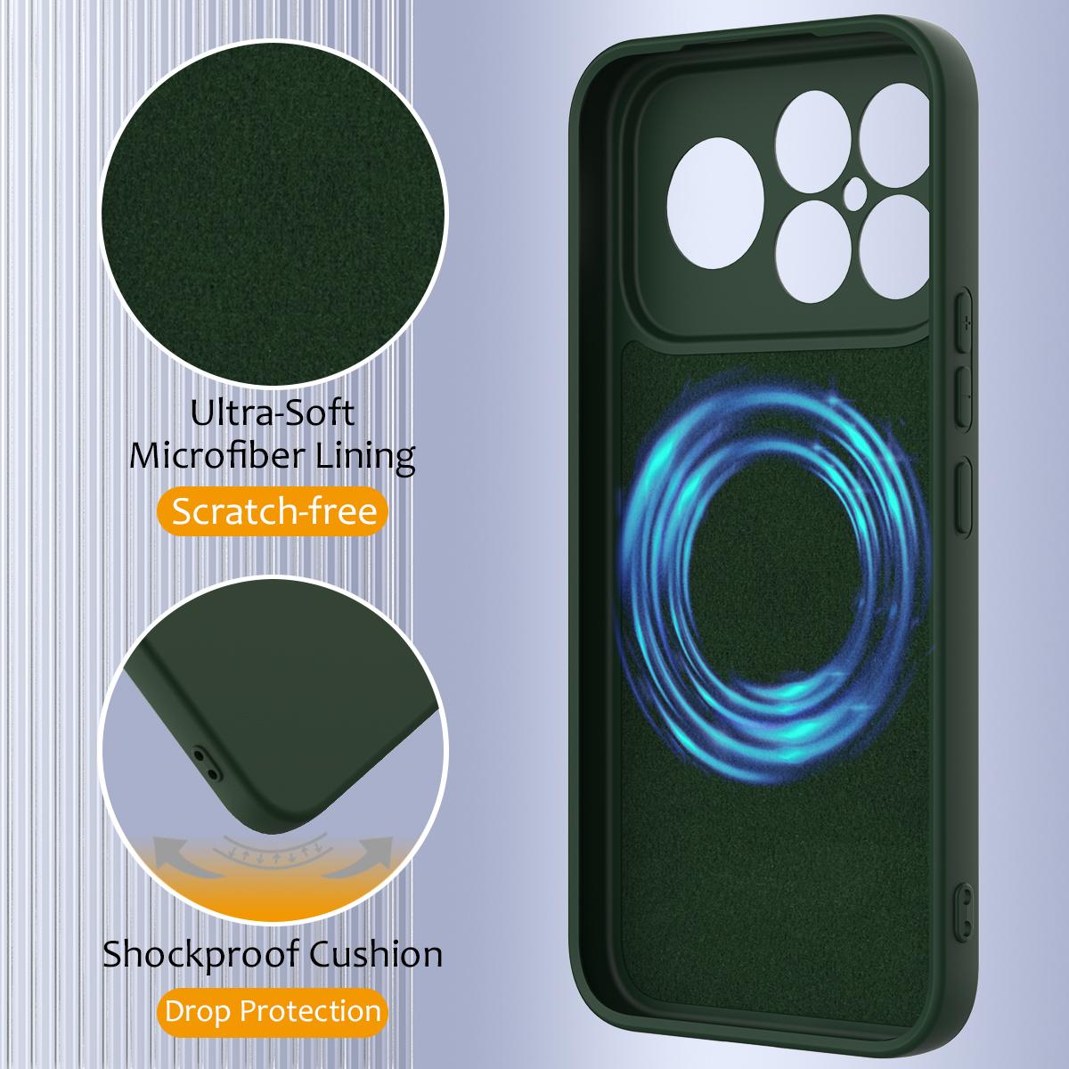 For Redmi K90 Pro Max / Poco F8 Ultra Shockproof Silicone Magsafe Phone Case(Dark Green)