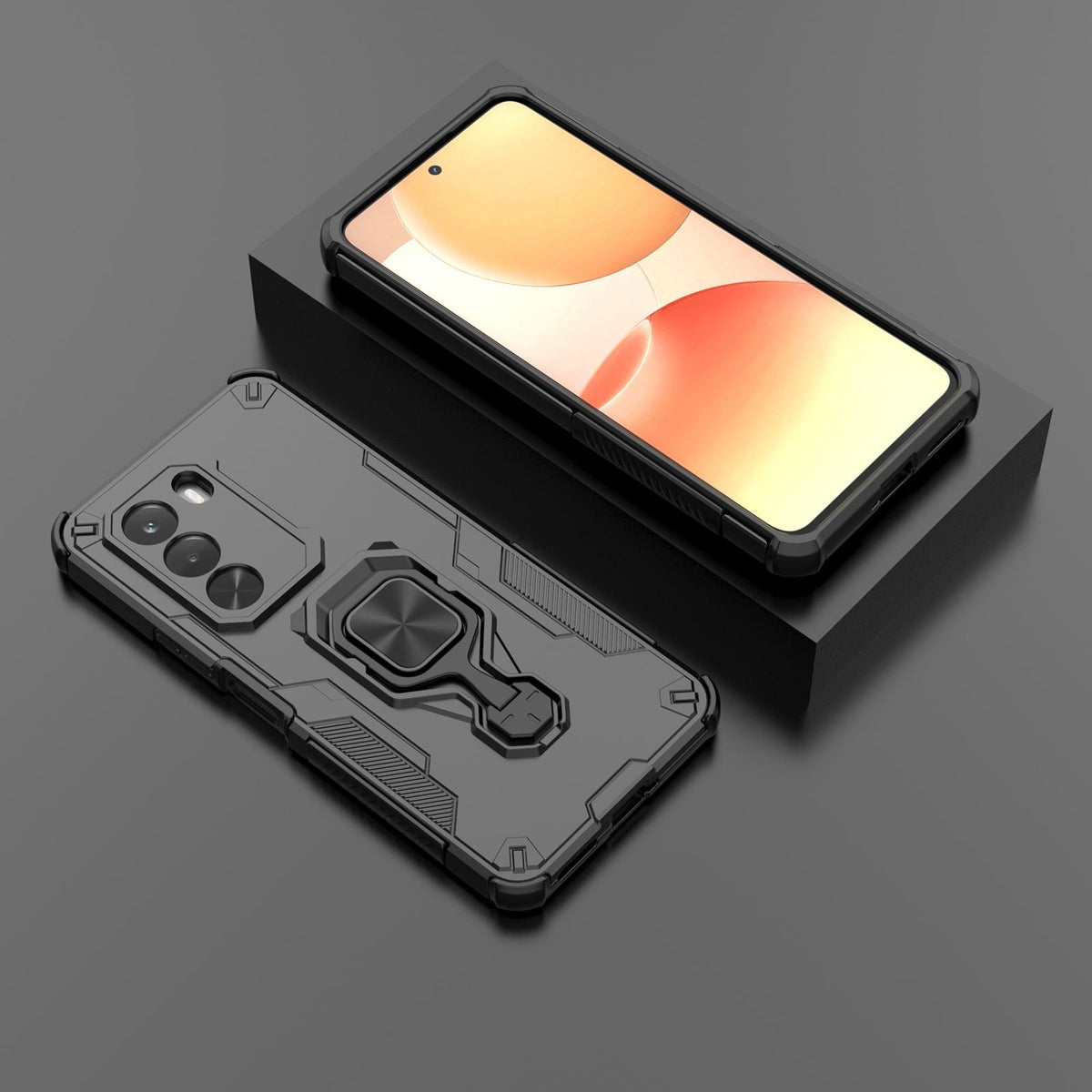 For Realme P4x 5G India Metal Kickstand TPU Hybrid PC Phone Case - Black - EDA007854307A