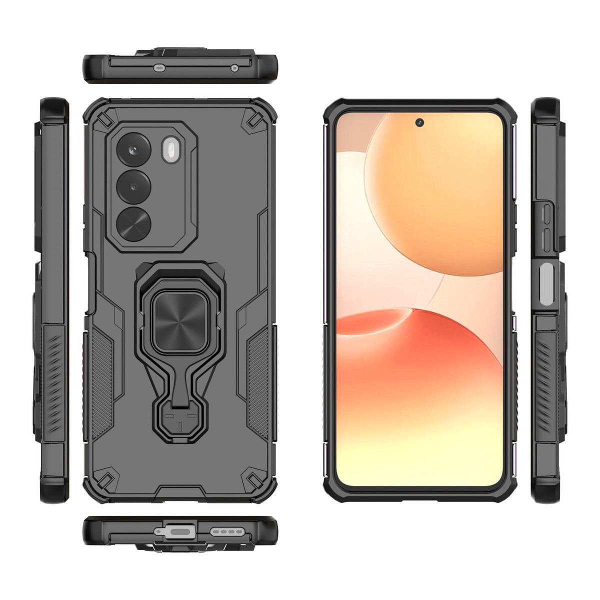 For Realme P4x 5G India Metal Kickstand TPU Hybrid PC Phone Case - Black - EDA007854307A
