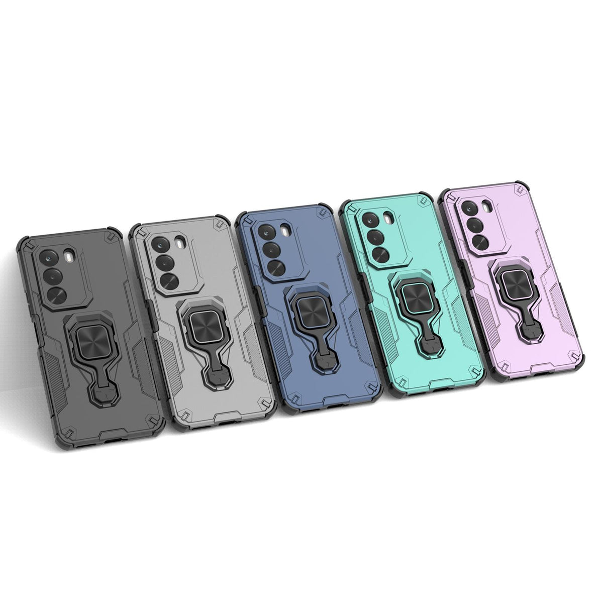 For Realme P4x 5G India Metal Kickstand TPU Hybrid PC Phone Case - Black - EDA007854307A