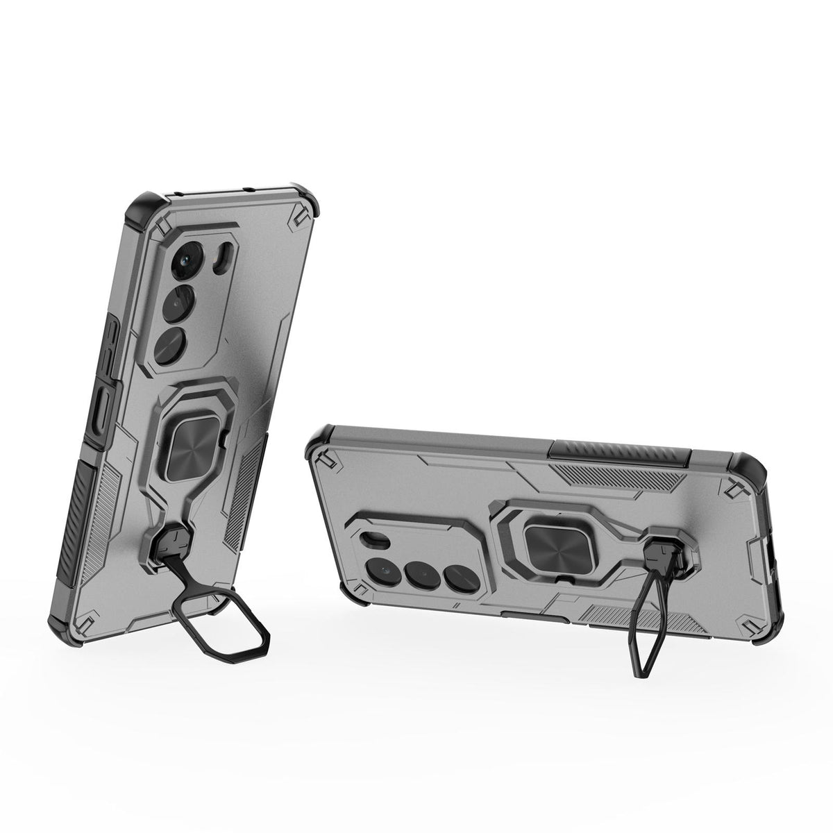For Realme P4x 5G India Metal Kickstand TPU Hybrid PC Phone Case - Grey - EDA007854307B