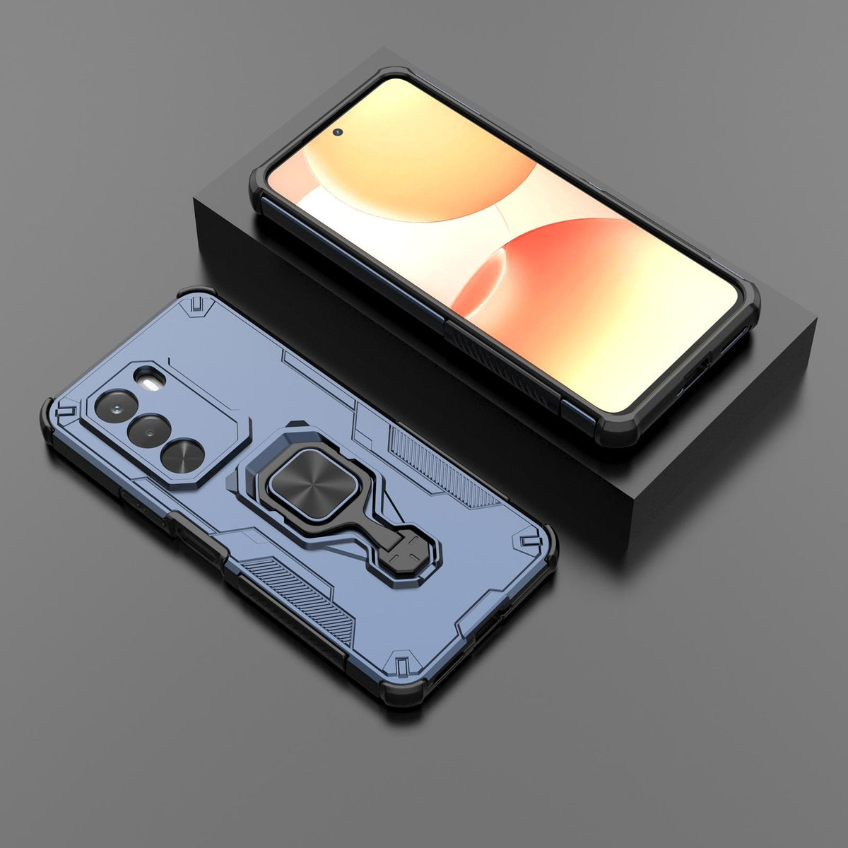 For Realme P4x 5G India Metal Kickstand TPU Hybrid PC Phone Case - Blue - EDA007854307C