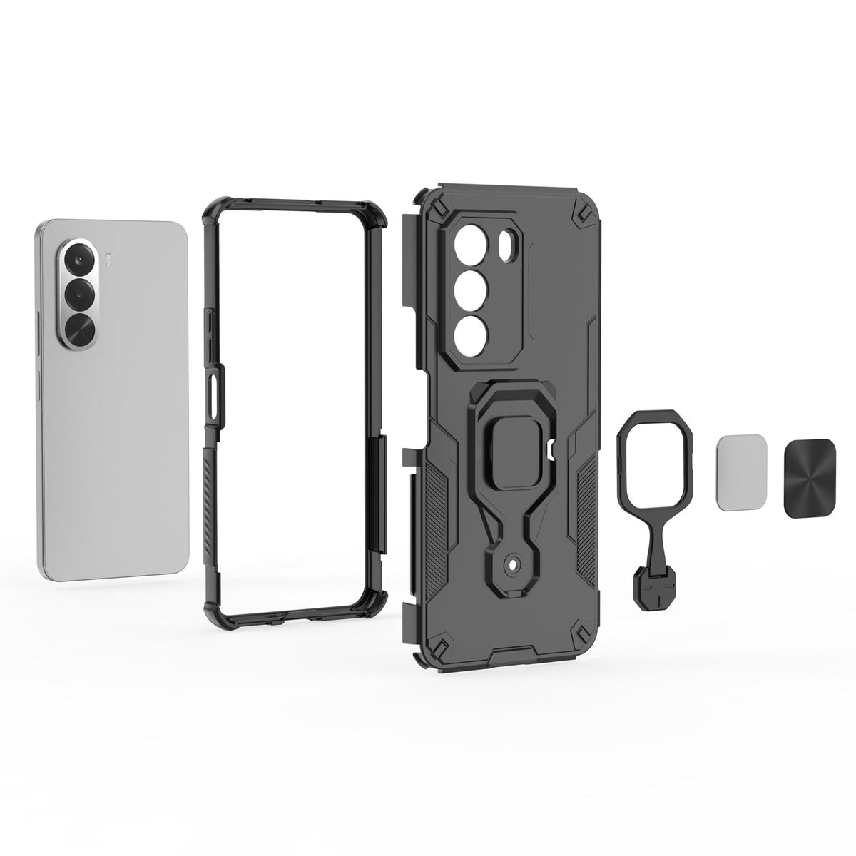 For Realme P4x 5G India Metal Kickstand TPU Hybrid PC Phone Case - Blue - EDA007854307C