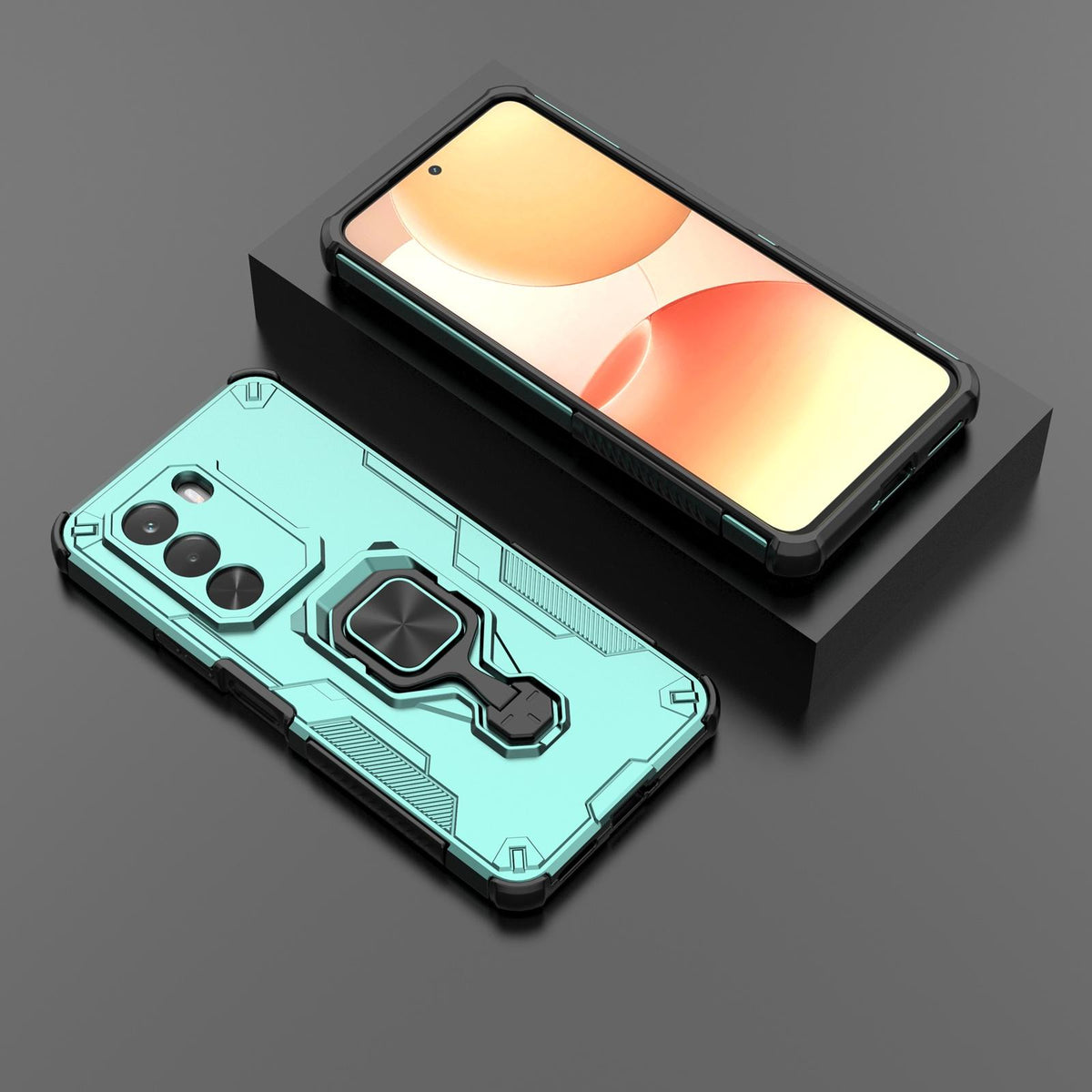 For Realme P4x 5G India Metal Kickstand TPU Hybrid PC Phone Case - Green - EDA007854307D