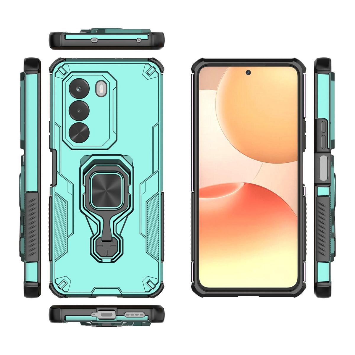 For Realme P4x 5G India Metal Kickstand TPU Hybrid PC Phone Case - Green - EDA007854307D