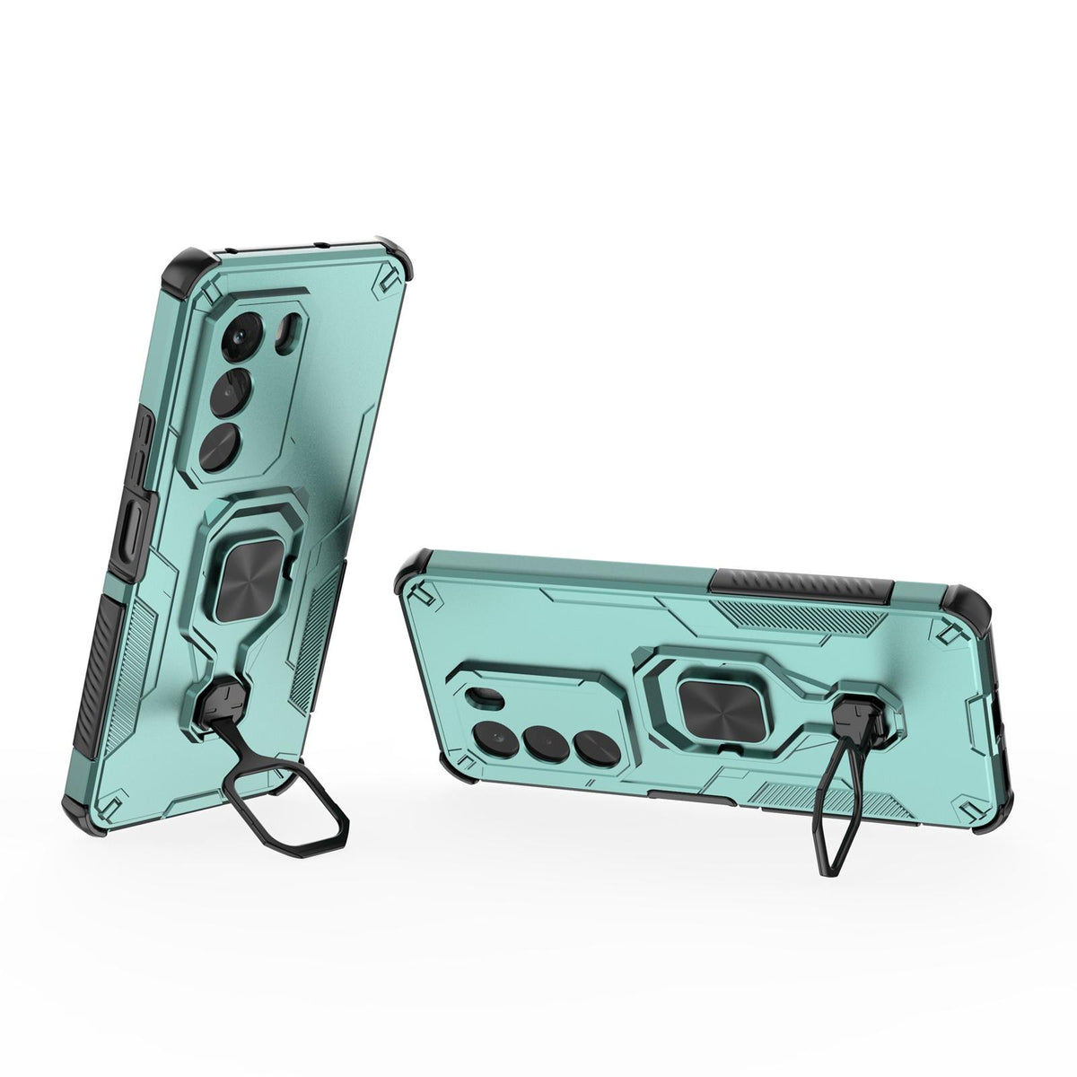 For Realme P4x 5G India Metal Kickstand TPU Hybrid PC Phone Case - Green - EDA007854307D