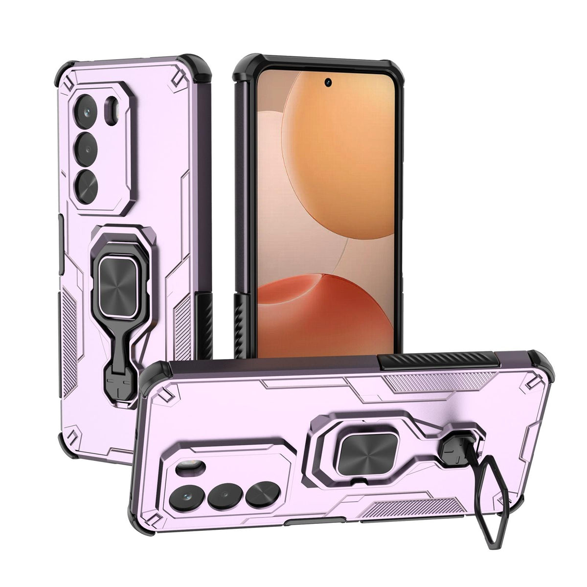For Realme P4x 5G India Metal Kickstand TPU Hybrid PC Phone Case - Purple - EDA007854307E