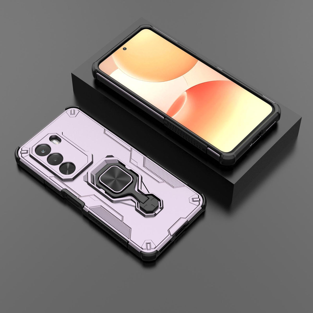 For Realme P4x 5G India Metal Kickstand TPU Hybrid PC Phone Case - Purple - EDA007854307E