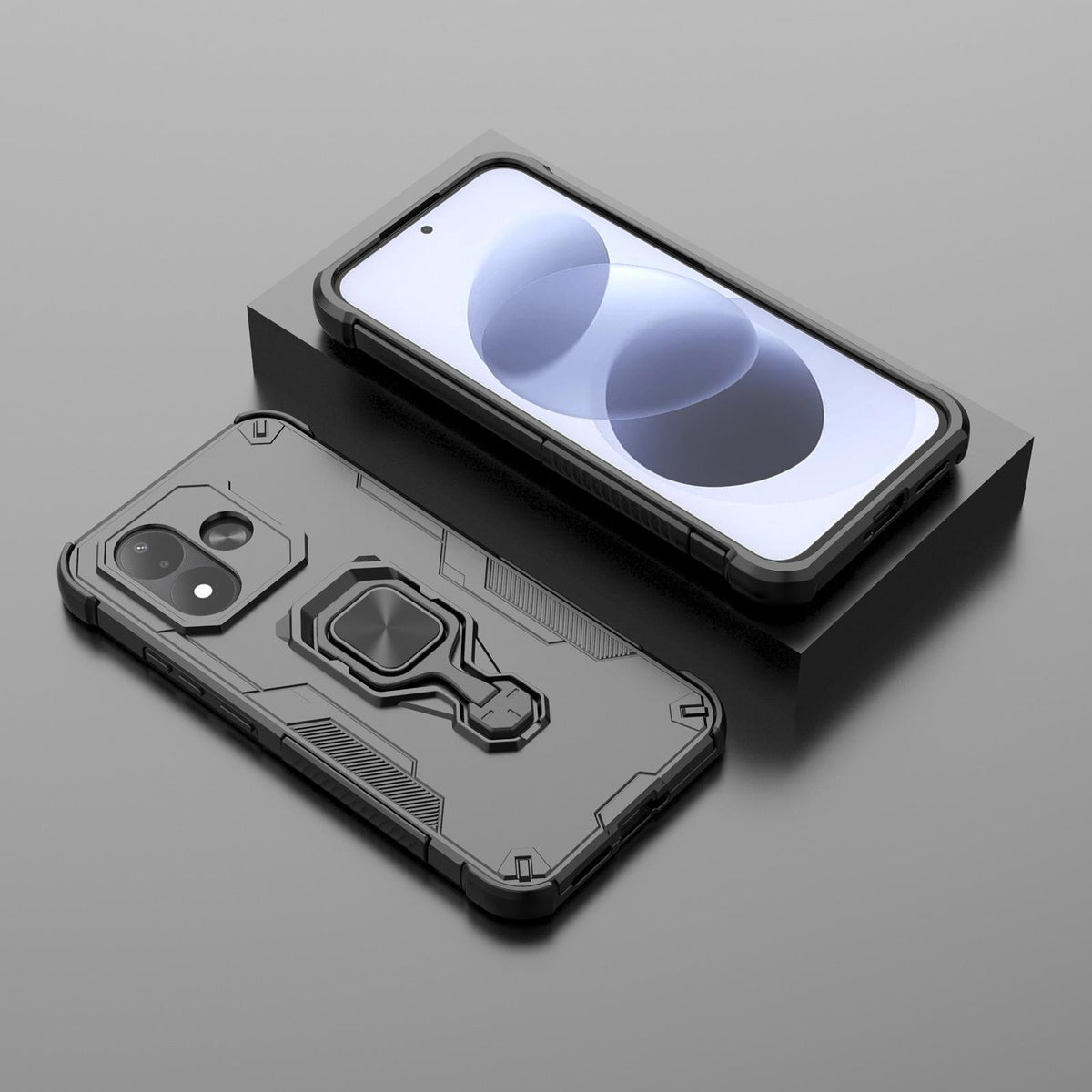 For Redmi Note 17 5G 169.7mm Metal Kickstand TPU Hybrid PC Phone Case - Black - EDA007854725A